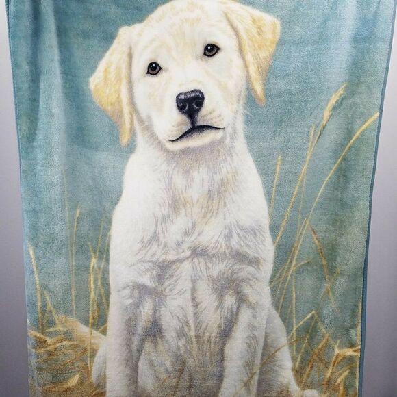 James Hautman Yellow Labrador Retriever Fleece Throw Blanket Northwest Co Puppy - Picture 4 of 9